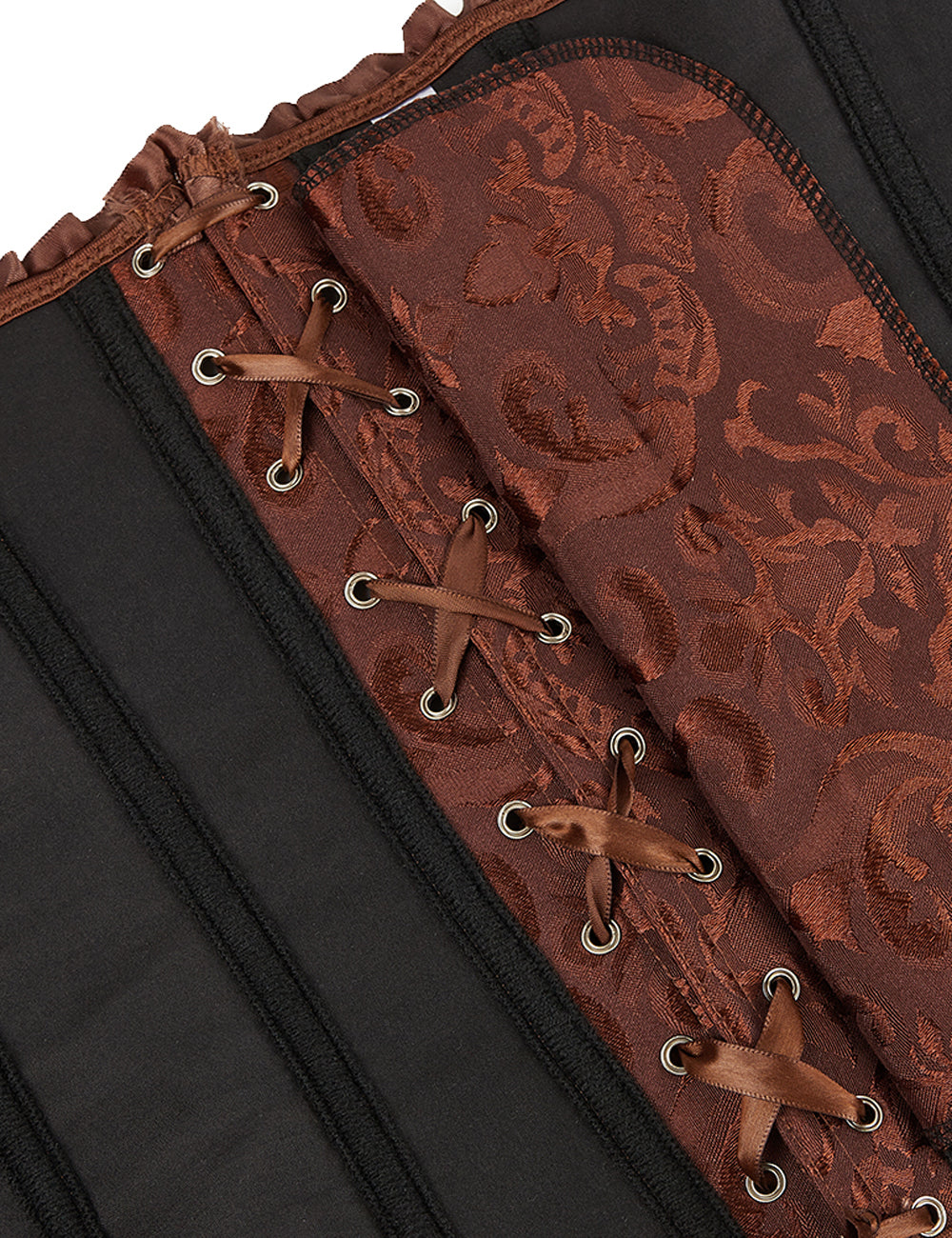 12 Pieces Plastic Bones Brown Sexy Embroidered Zippered Palace Style Corset