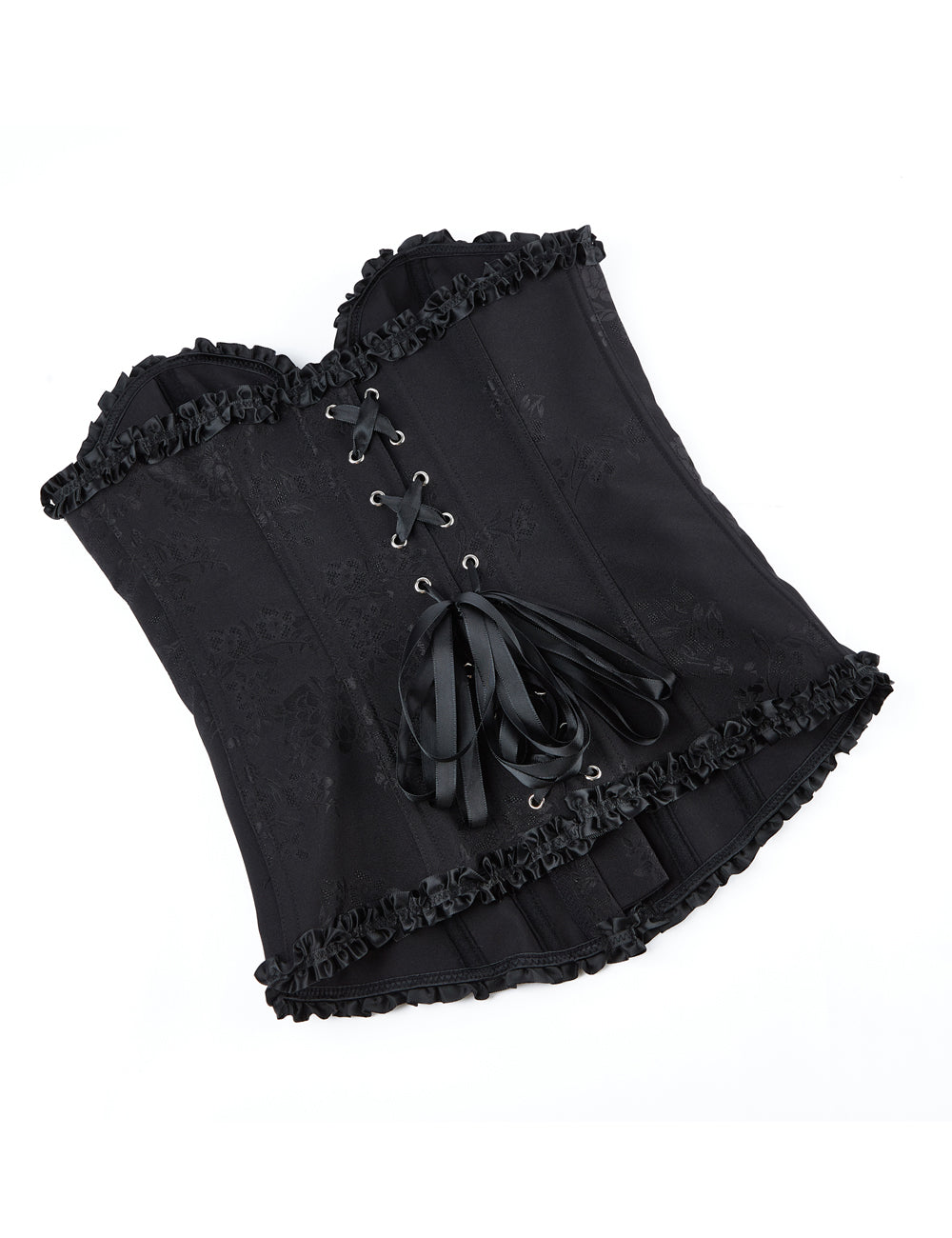 Corset à lacets style palais, 12 baleines en plastique noir, boucles en acier sexy