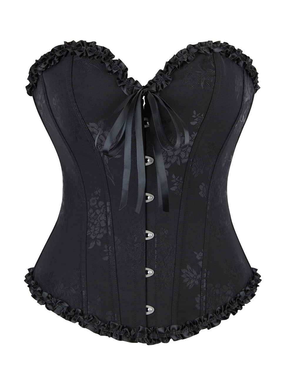 Corset à lacets style palais, 12 baleines en plastique noir, boucles en acier sexy