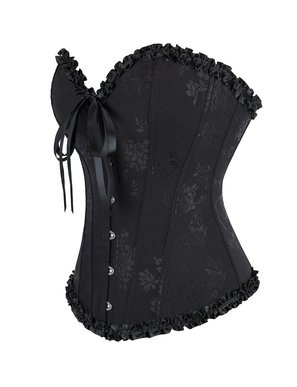 Corset à lacets style palais, 12 baleines en plastique noir, boucles en acier sexy