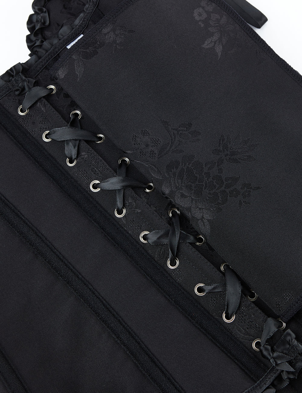 Corset à lacets style palais, 12 baleines en plastique noir, boucles en acier sexy