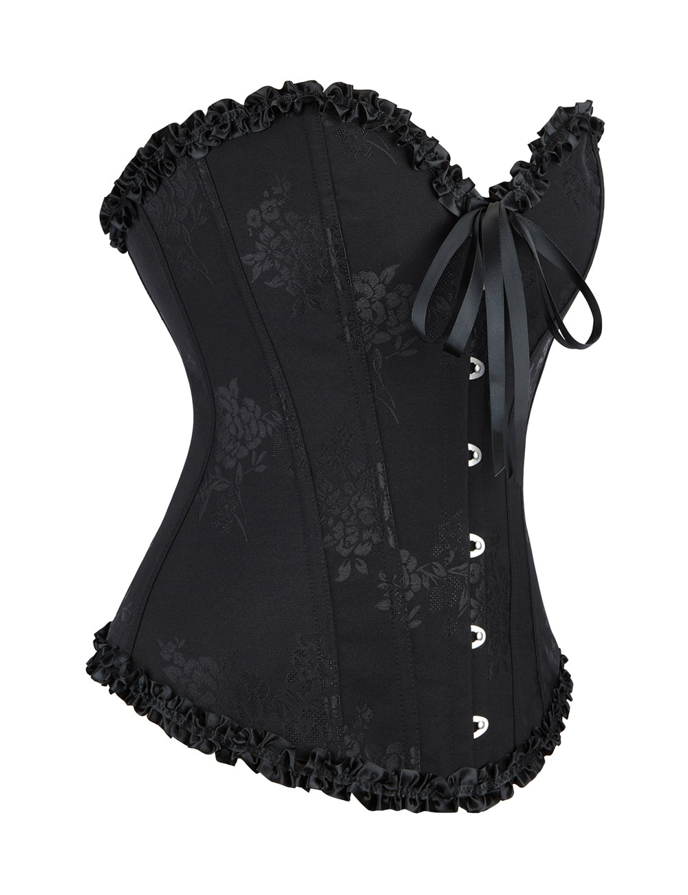 Corset à lacets style palais, 12 baleines en plastique noir, boucles en acier sexy