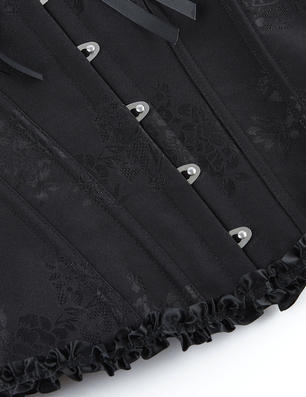 Corset à lacets style palais, 12 baleines en plastique noir, boucles en acier sexy