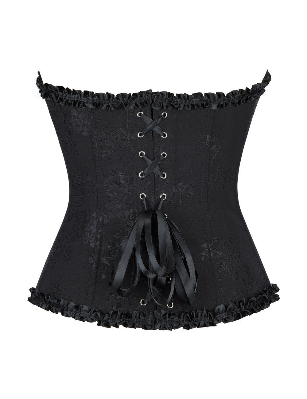 Corset à lacets style palais, 12 baleines en plastique noir, boucles en acier sexy