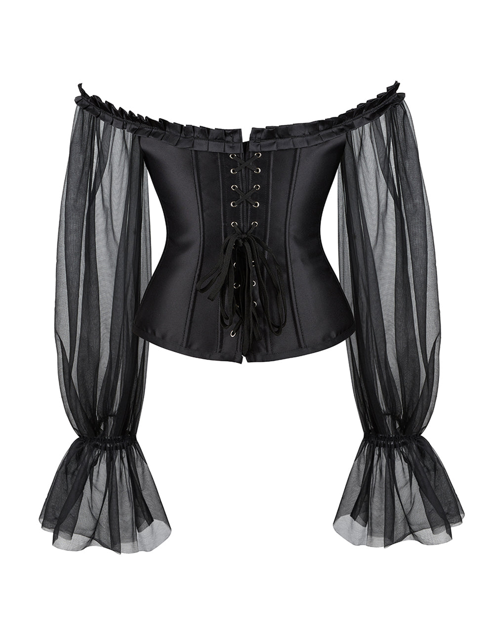 12 Pieces Plastic Black Sexy Lantern Long Sleeves Palace Style Corset