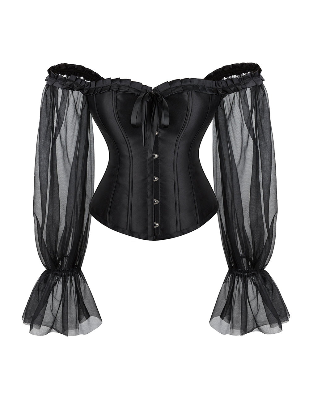Corset style palais à manches longues, style lanterne, en plastique noir sexy (12 pièces)