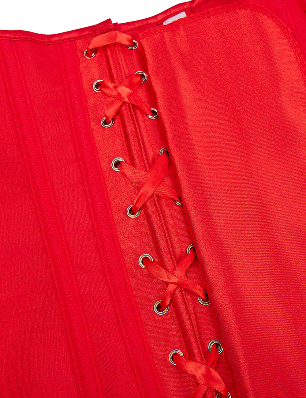 14-teiliges Korsett im Palaststil aus rotem, sexy Satin-Tube-Top mit Kunststoffstäben