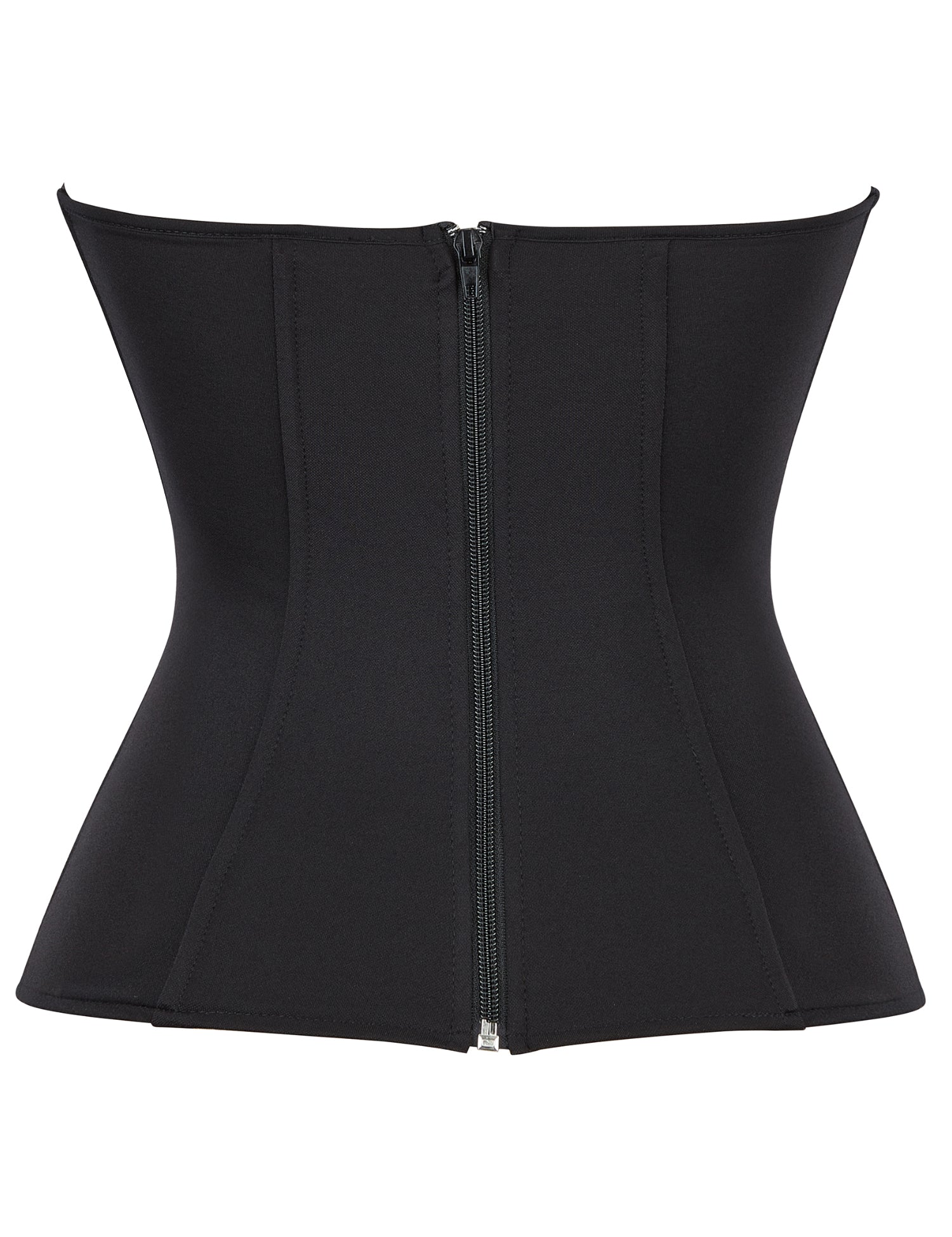 6-teiliges Korsett im Palaststil mit Kunststoffstäben, schwarz, sexy, trägerlos, mit Reißverschluss