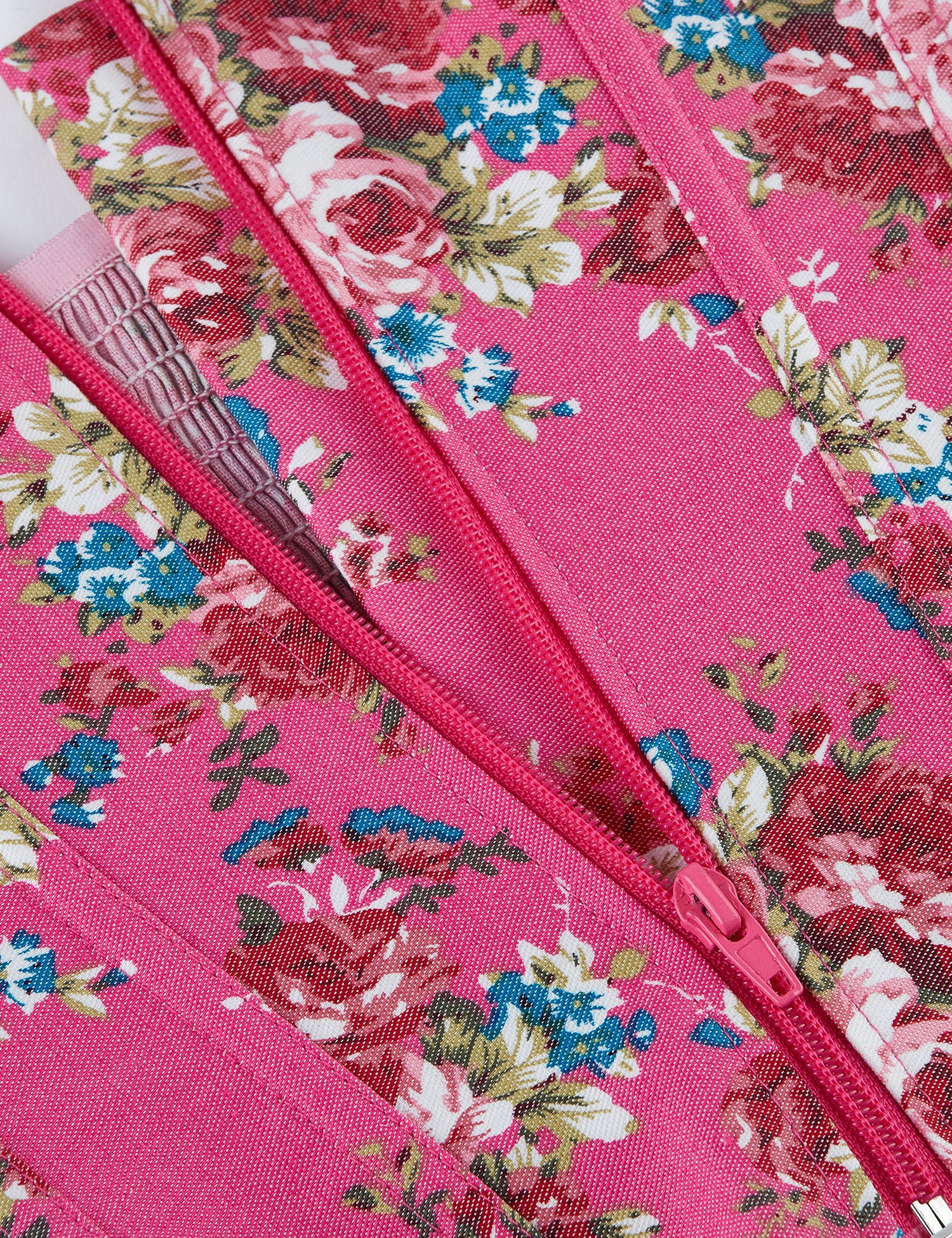 8 Pieces Plastic Bones Pink Sexy Puff Sleeves Printed Palace Style Corset