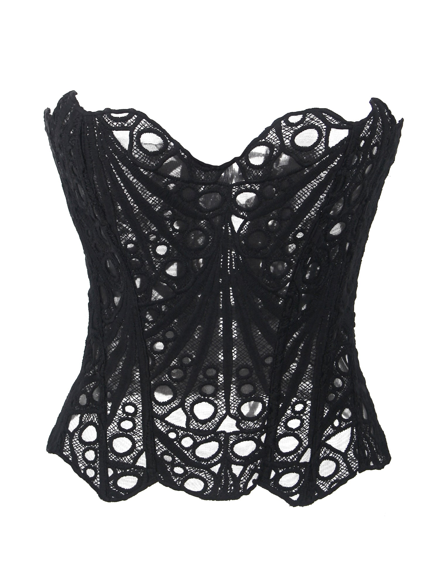 14 Bones Black Hollow Lace-up Court-style Corset