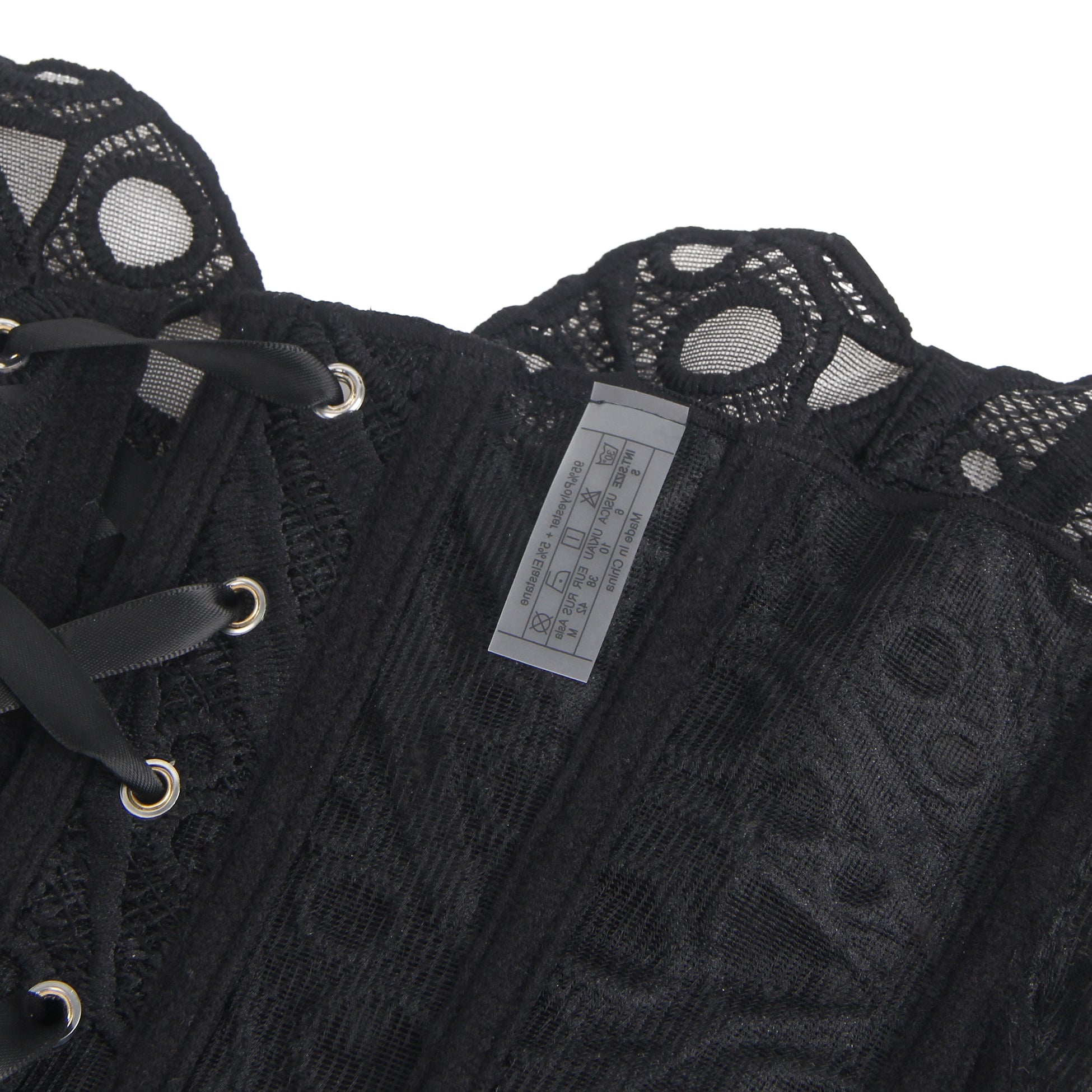 Corset noir ajouré à lacets style cour, 14 baleines