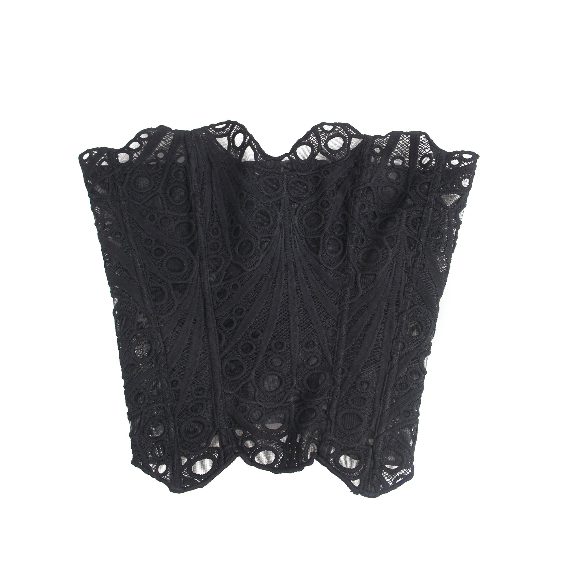 Corset noir ajouré à lacets style cour, 14 baleines