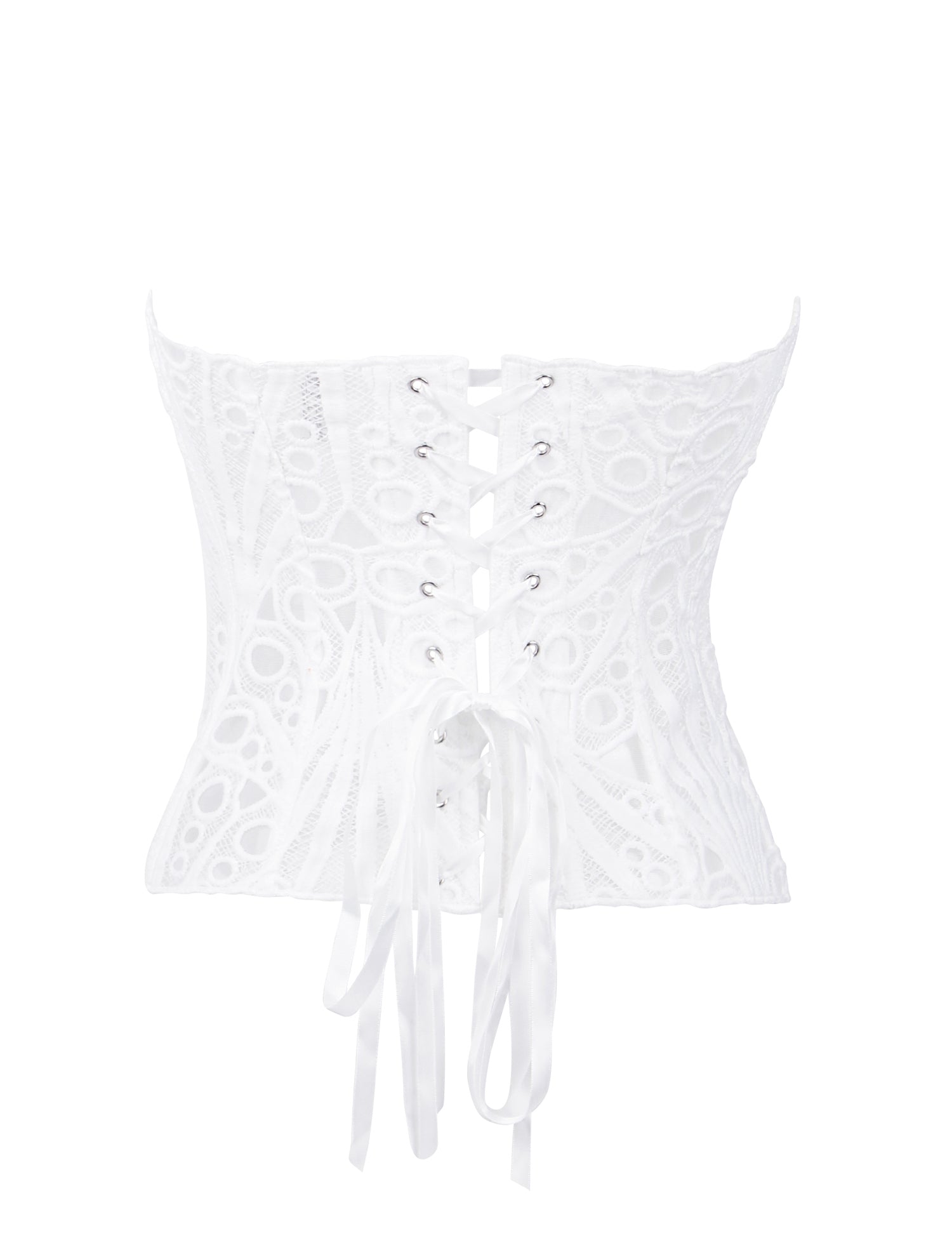 14 Bones White Hollow Lace-up Court-style Corset