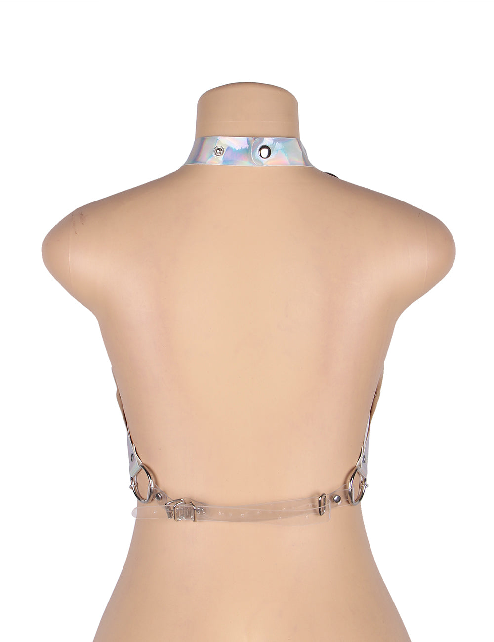 Silver Leather Chest Harness Straps Bras Chain