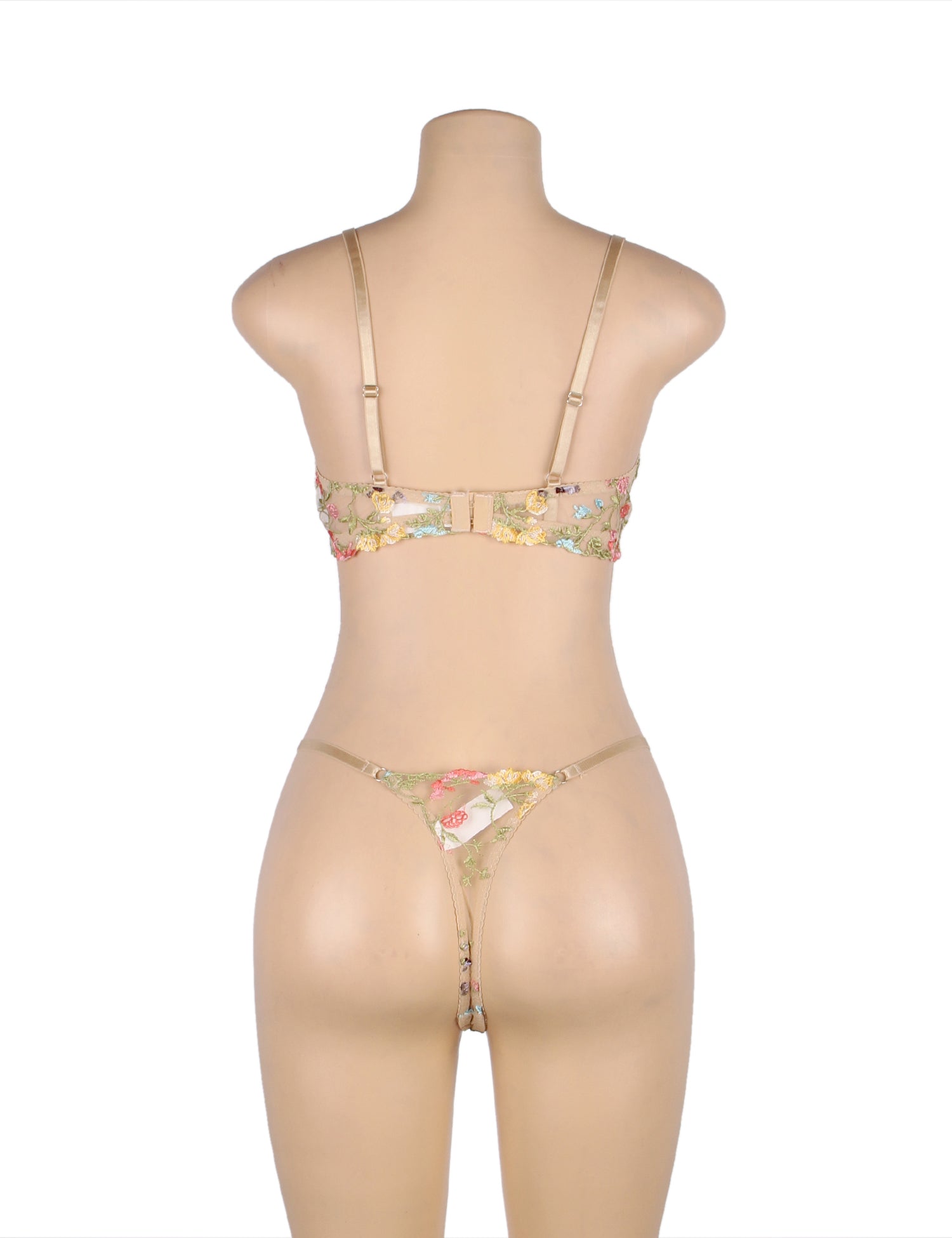 Floral Embroidery Underwire  Lingerie Set
