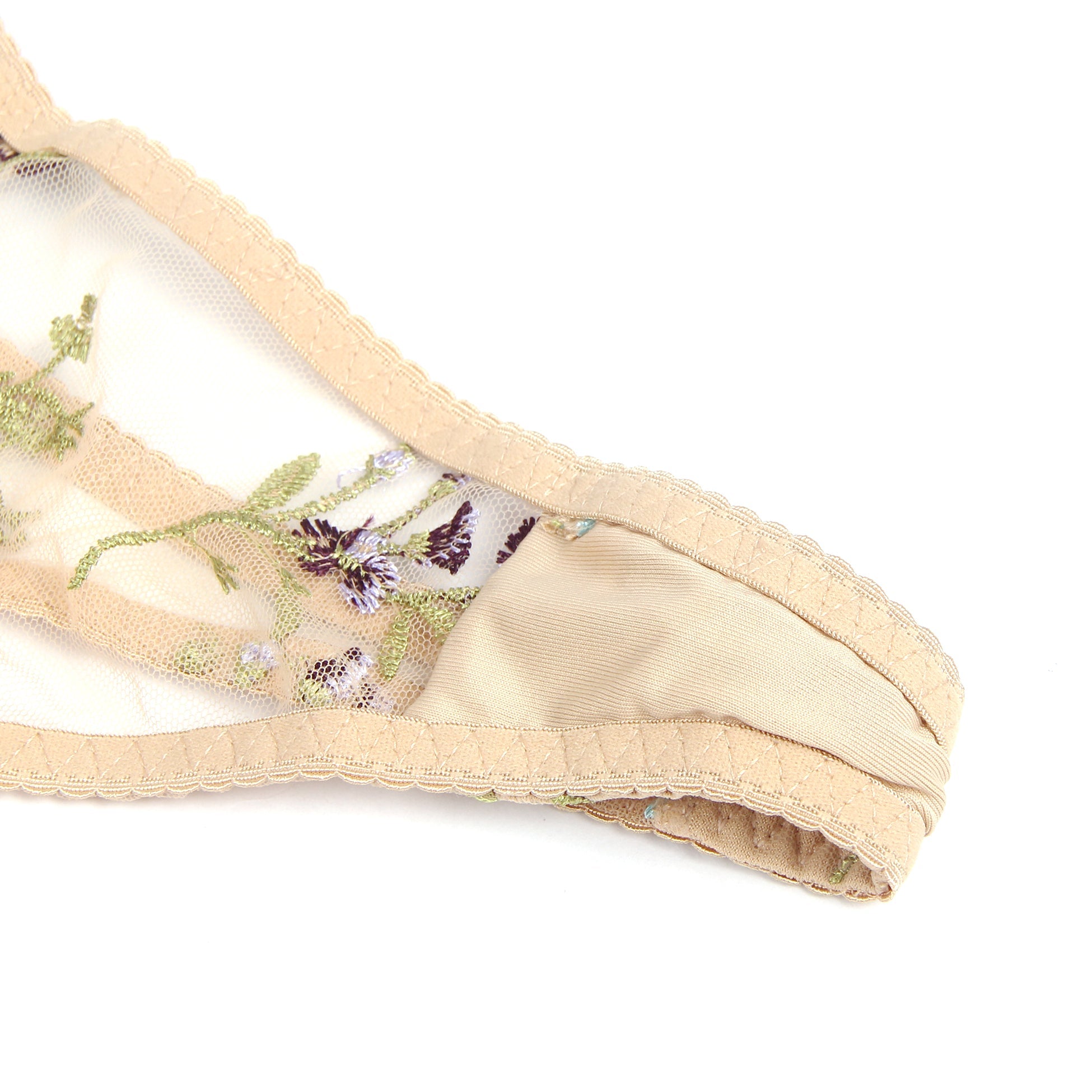 Floral Embroidery Underwire  Lingerie Set