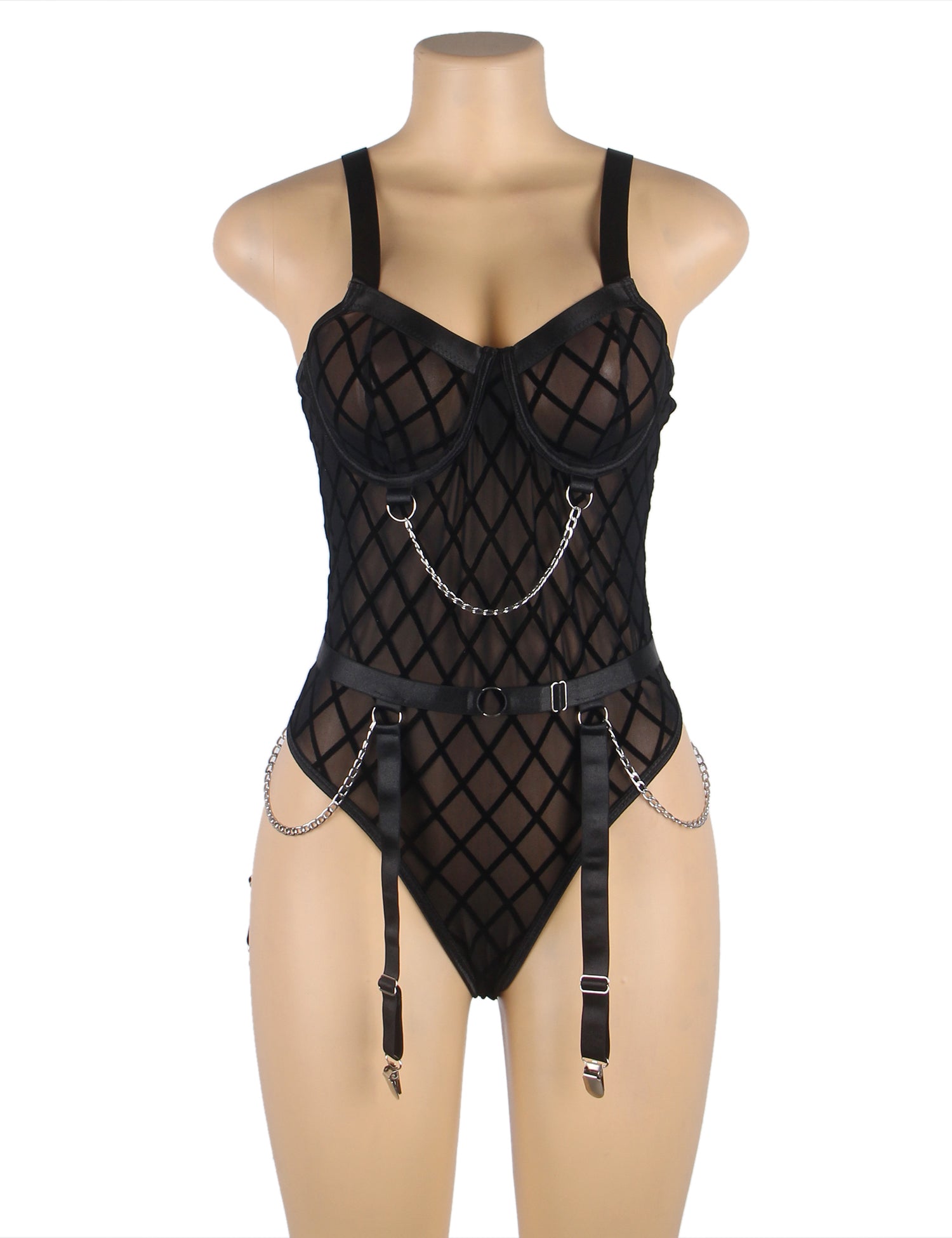 Black Mesh Chain Bodysuit