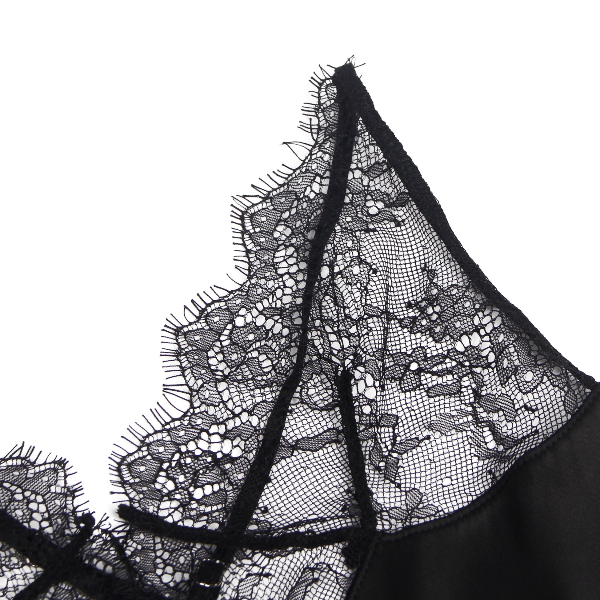 Sexy High-end Satin Lace Stitching Open Back Ladies Babydoll