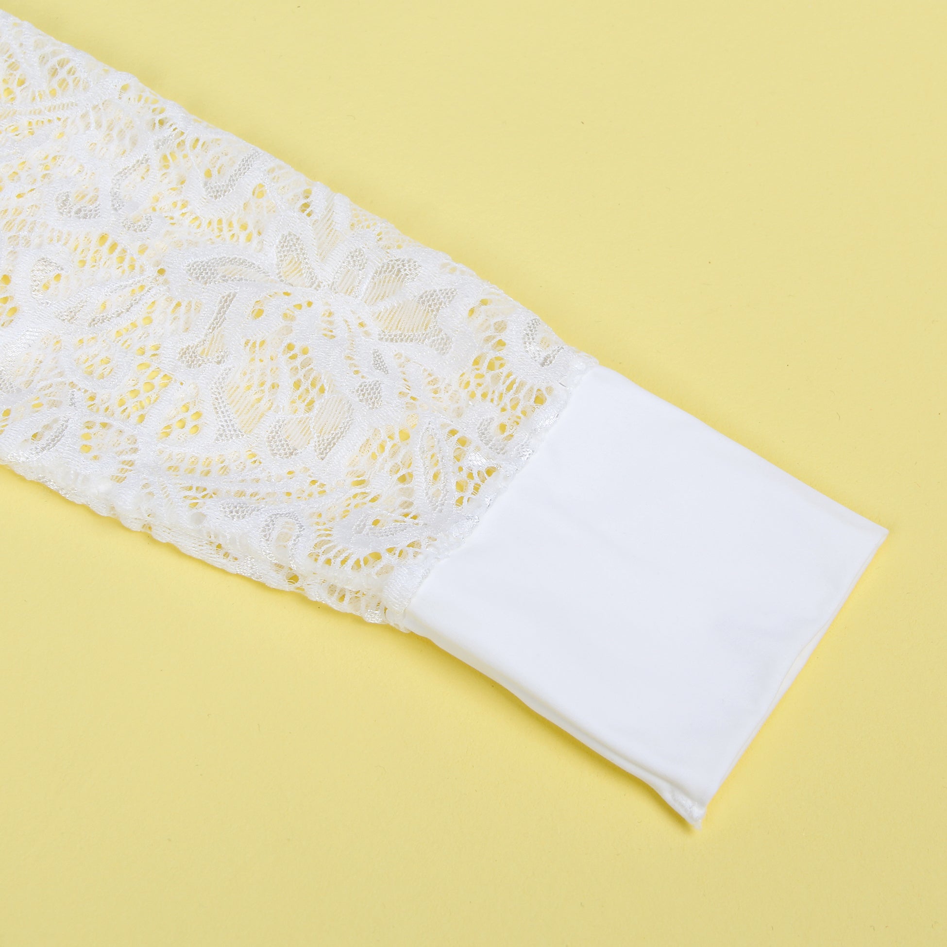 White  Long Sleeve Openable Crotch Mesh Bodysuit