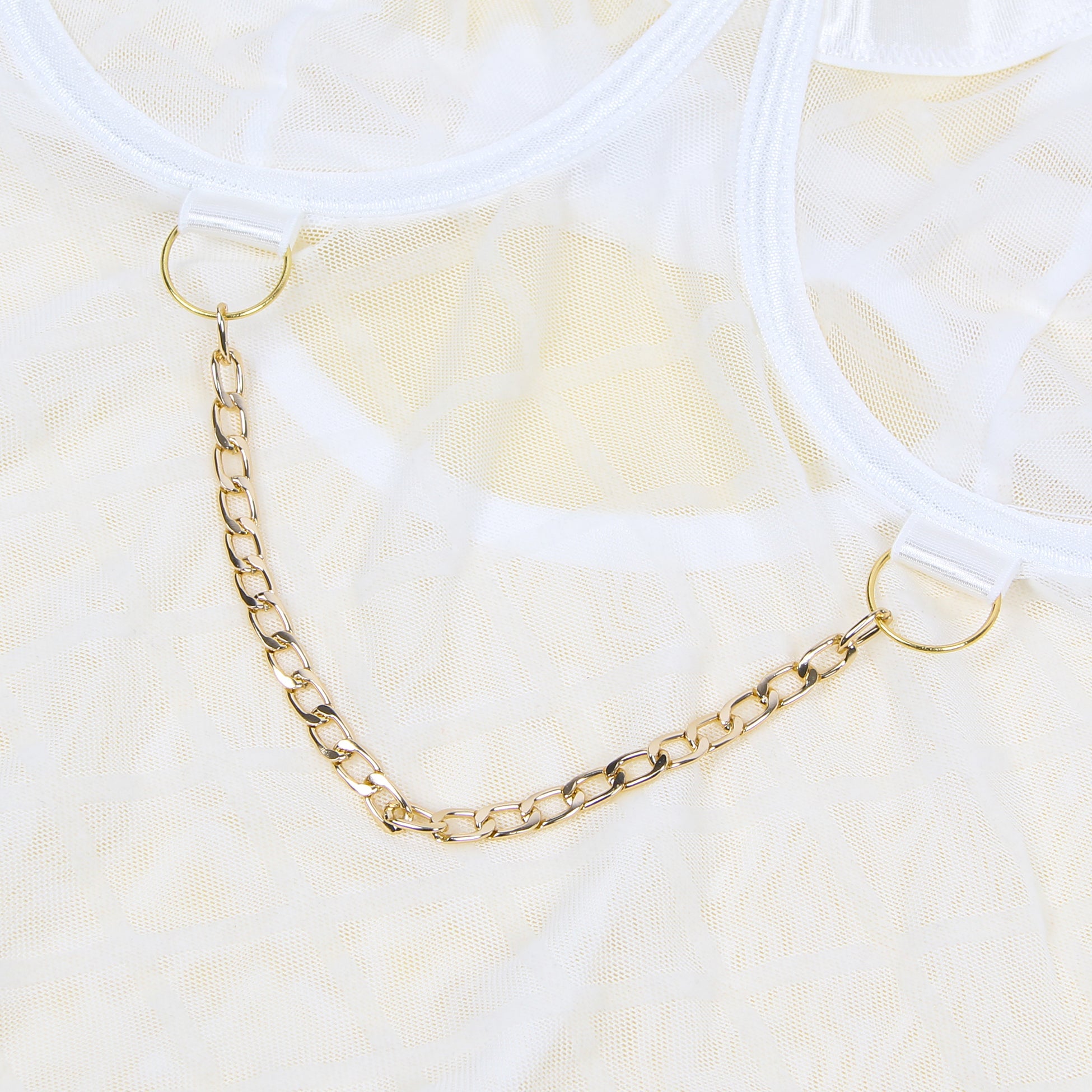 White Mesh Chain Bodysuit