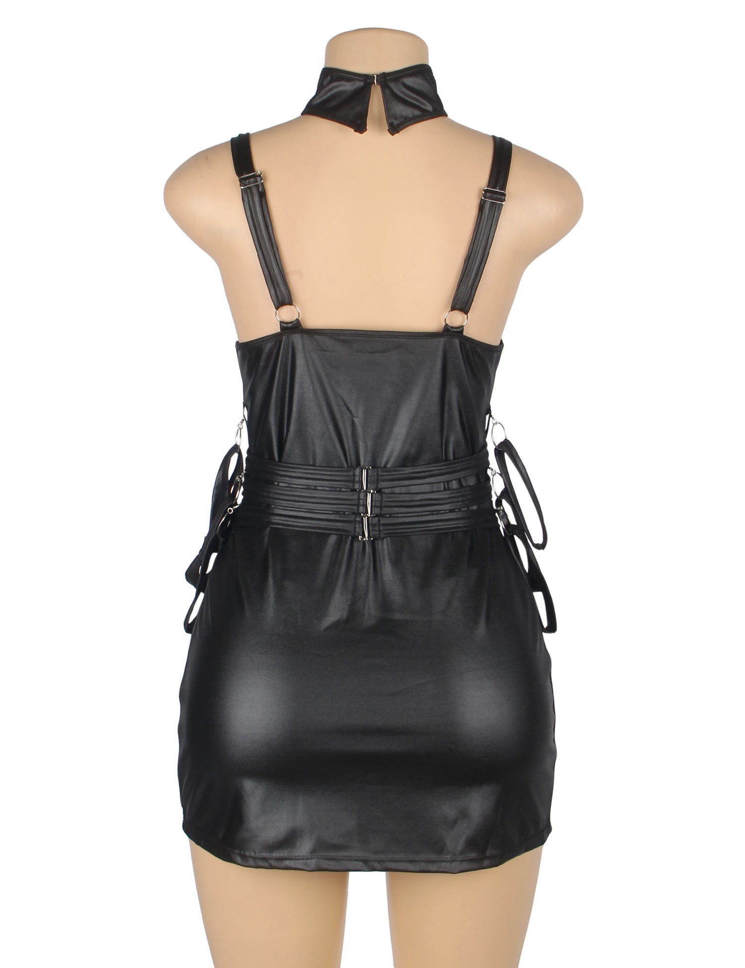 Black Sexy Bondage Faux Leather Lingerie