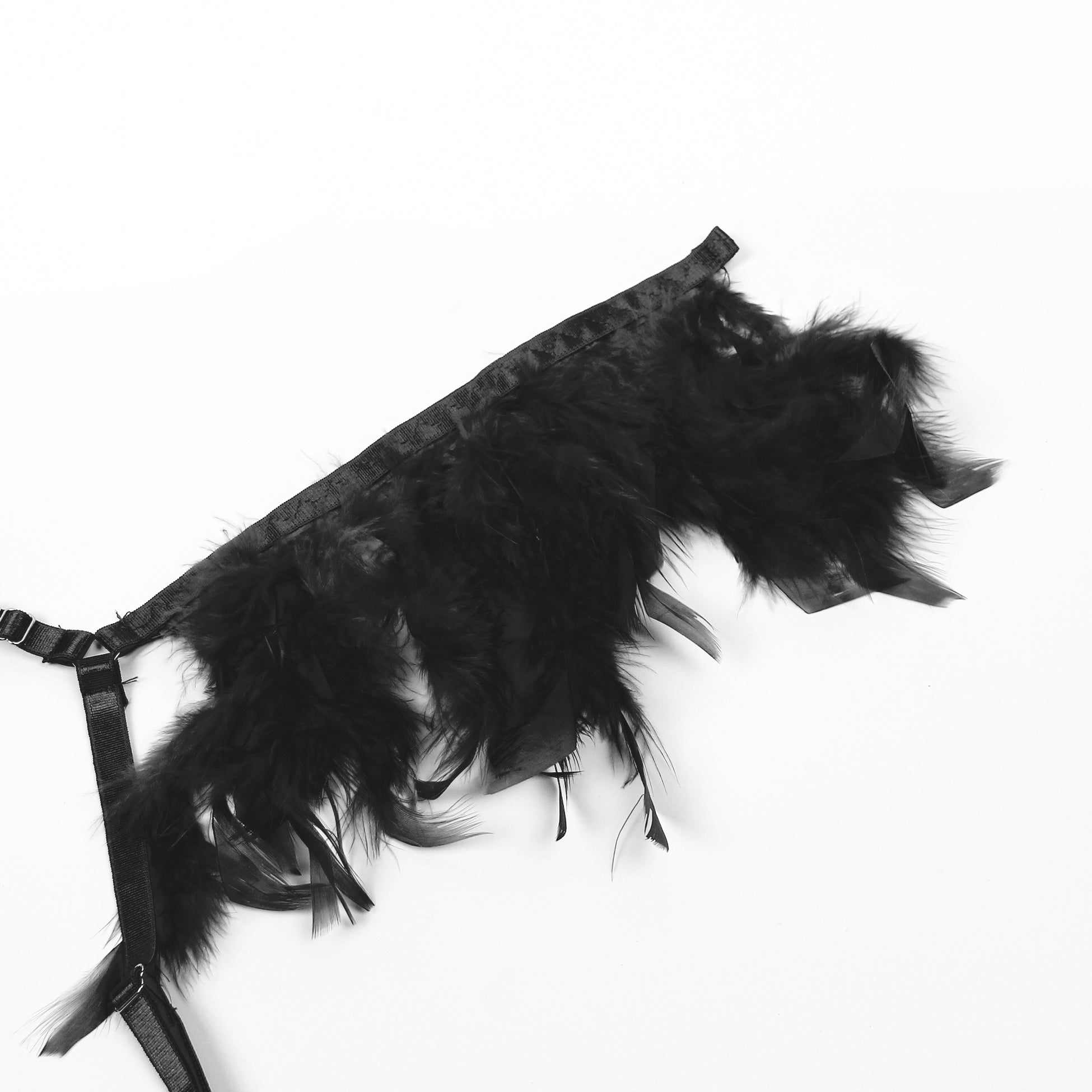 Black Feather Lace Chain Sexy Bra Set