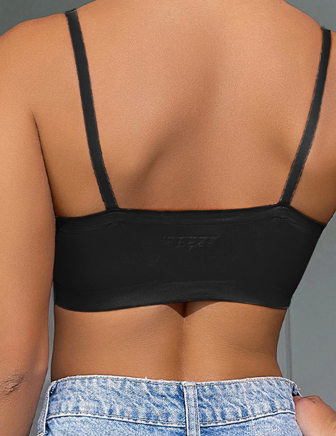 Black Ice Silk Seamless Bra With Removable Chest Pad