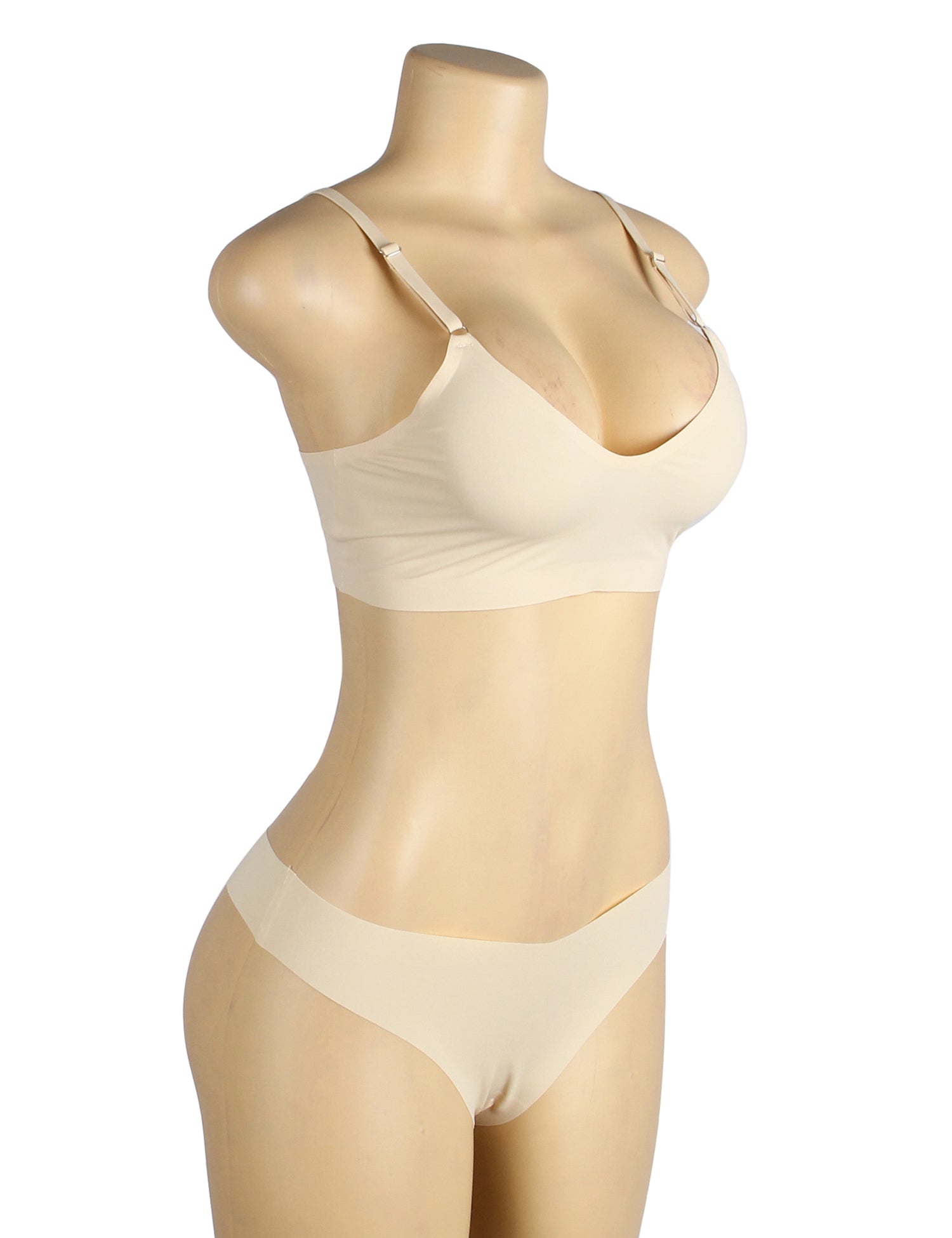Nude No Padded Ice Silk Women Seamless Bra Set