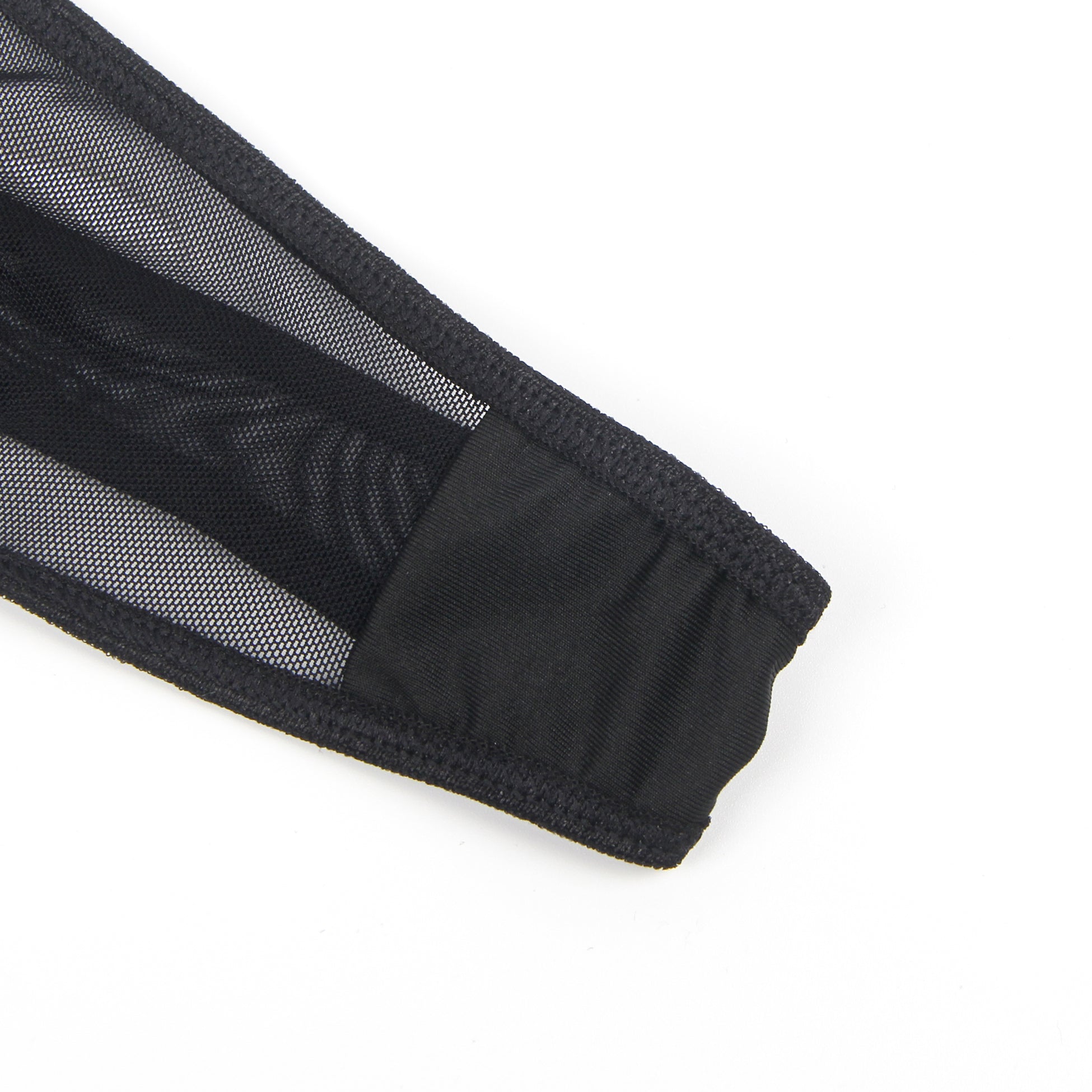 5 Bones Black Mesh Sexy Bra Set Stitching Diamond Chain