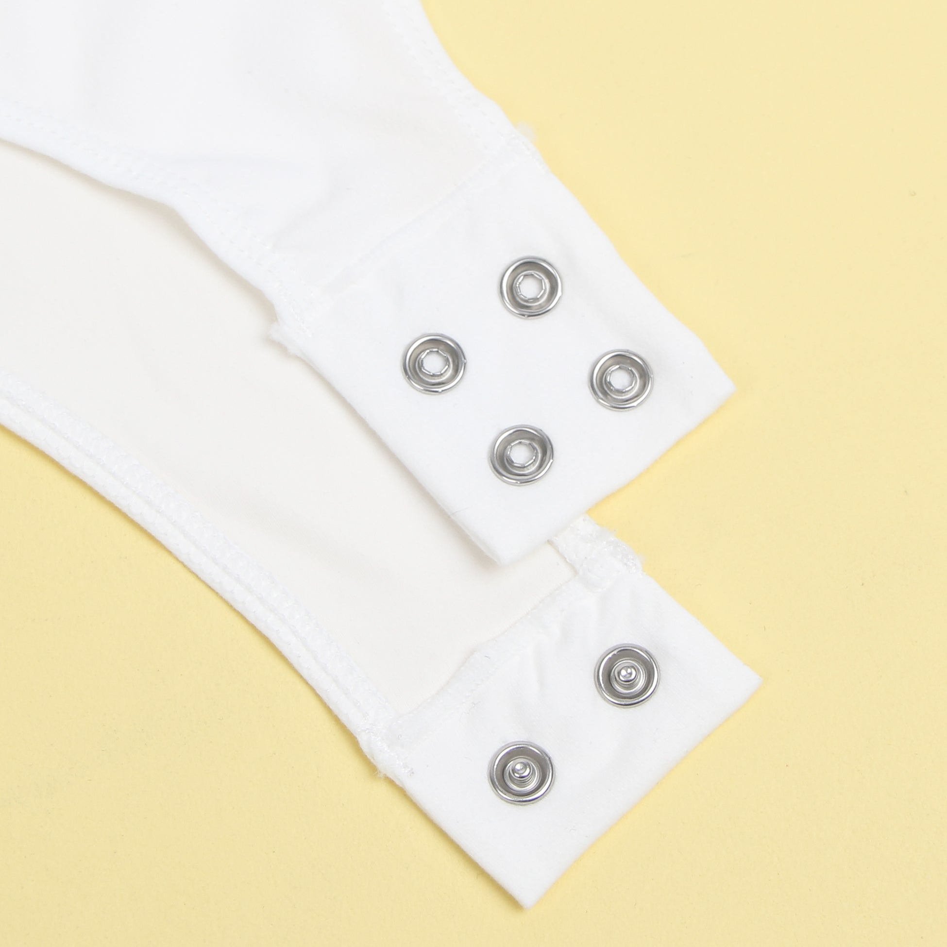 Long Sleeve Openable Crotch Lace White Bodysuit