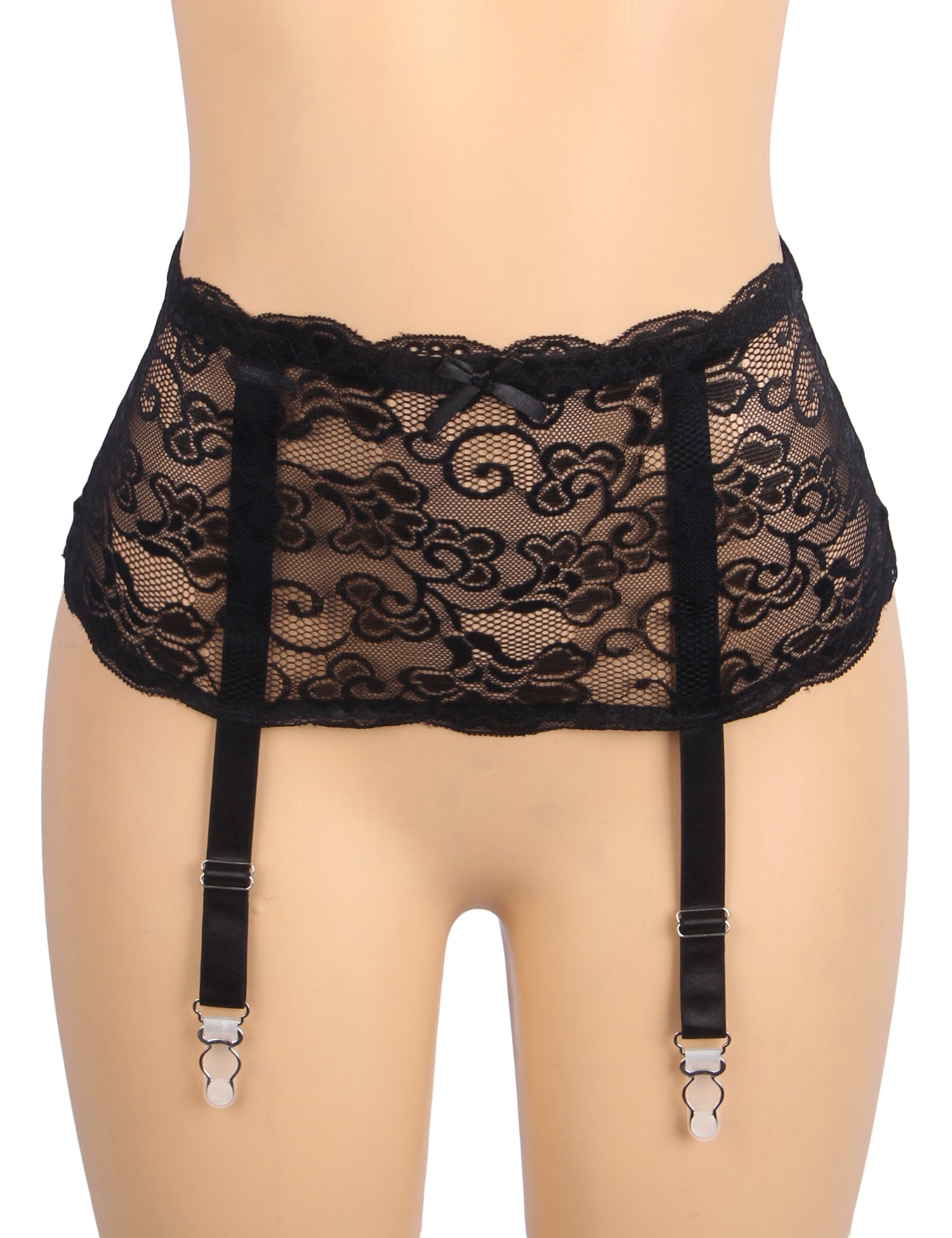 Black Sexy Lace Garter Belt With Metal Buckles