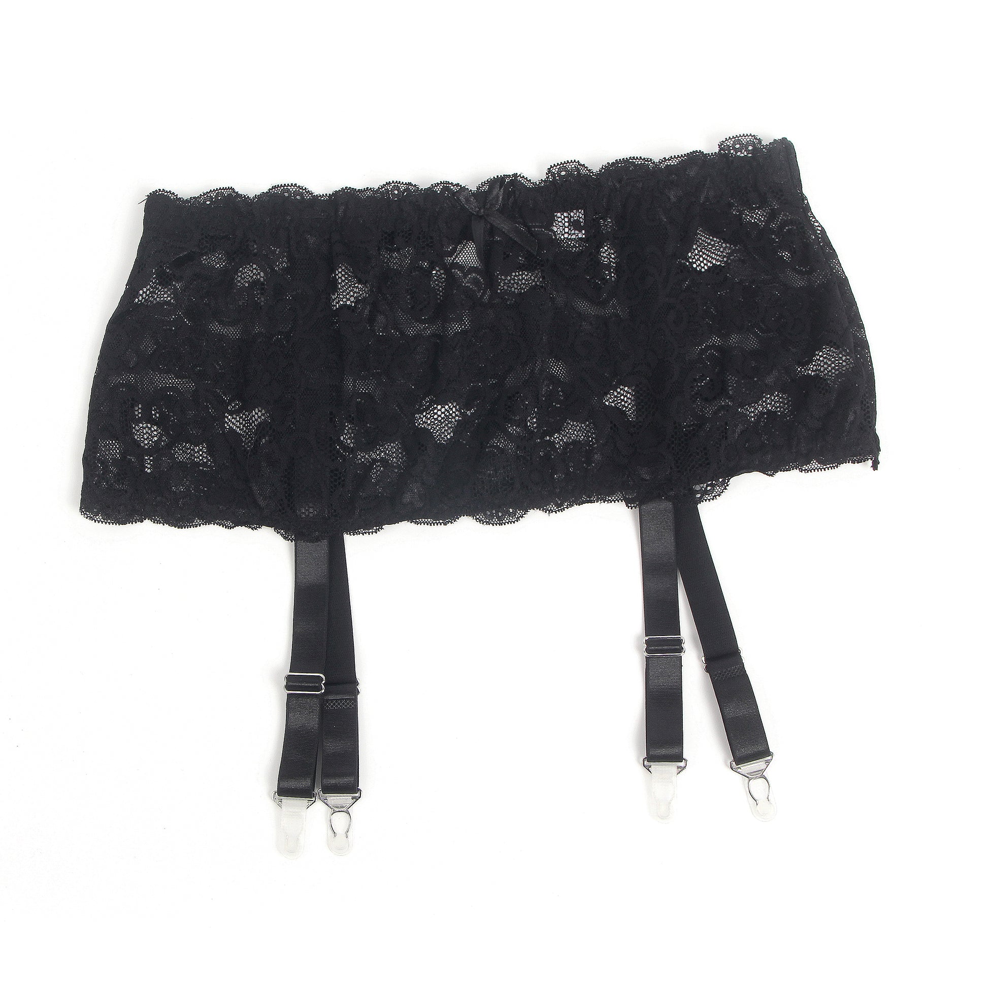 Black Sexy Lace Garter Belt With Metal Buckles