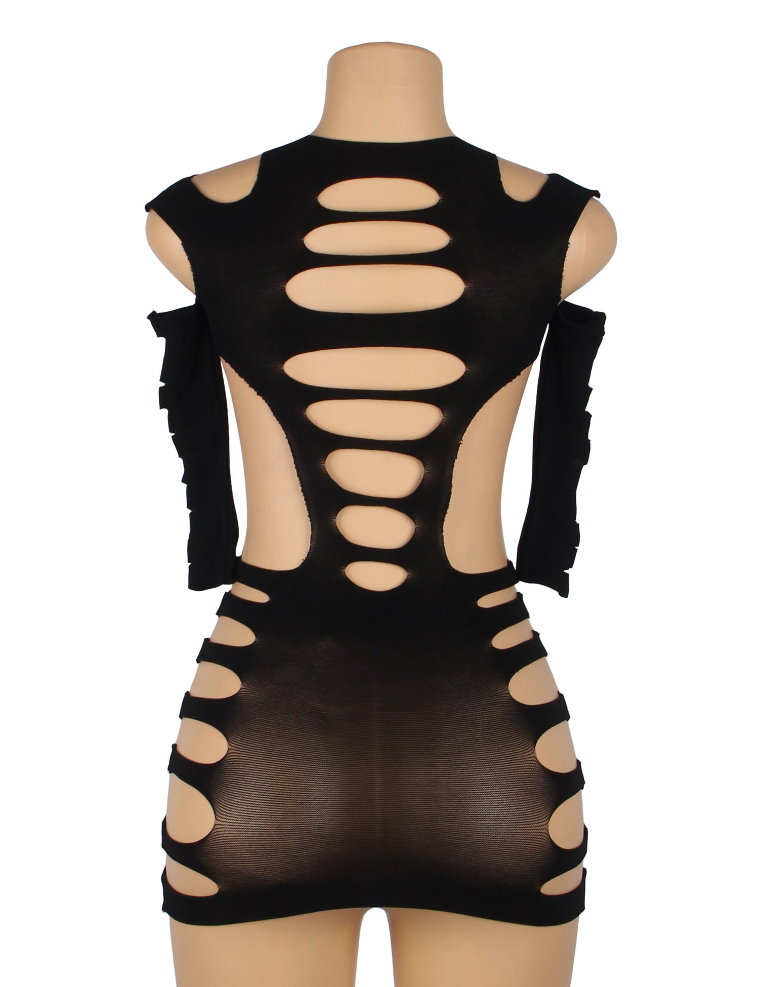 Schwarzer, sexy, langärmeliger Body mit Cut-Outs