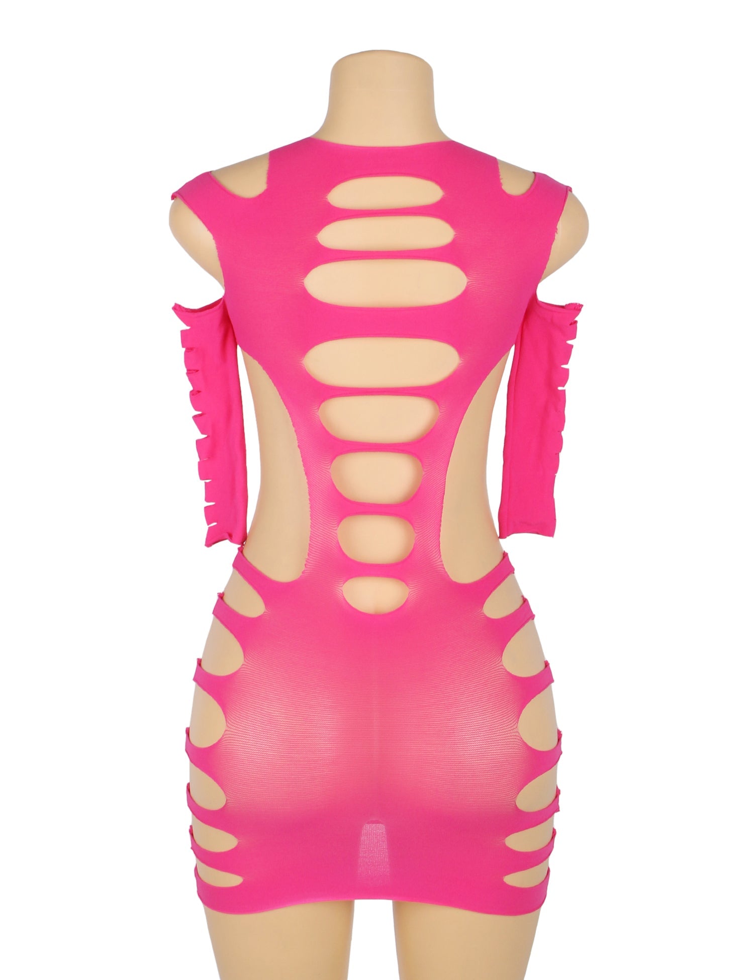 Rosafarbener, sexy, langärmeliger Body mit Cut-Outs