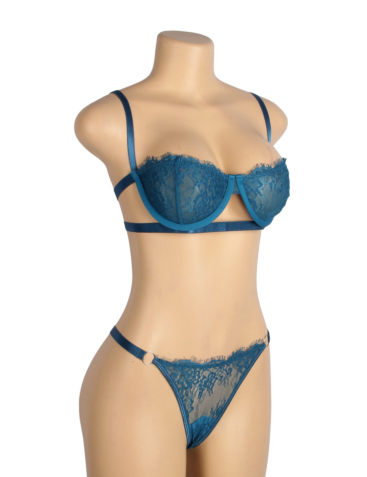 Blue Sexy Lace Bra Set