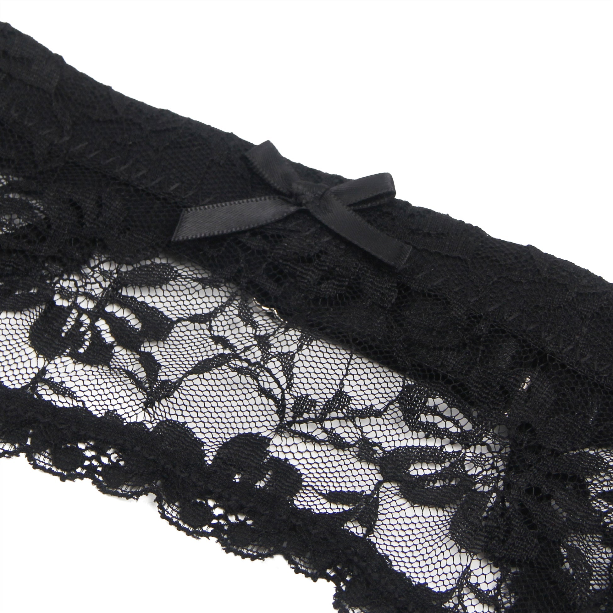 Schwarzer, sexy Strumpfhalter aus Spitze mit Metallclips