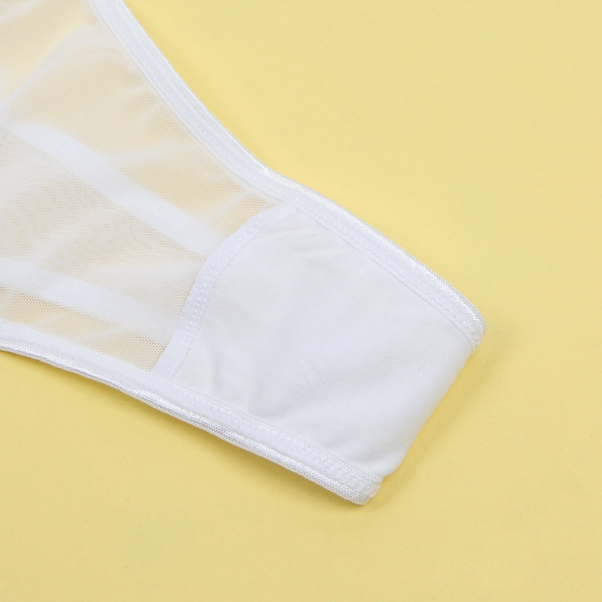 White Sexy Lace Metal Clips Garter Panty