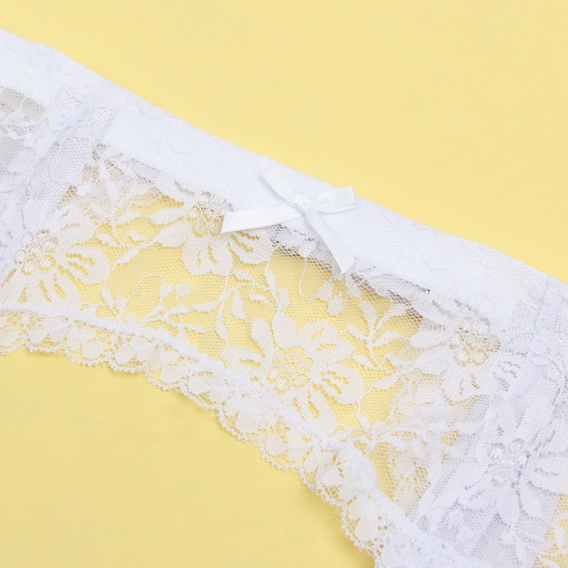 White Sexy Lace Metal Clips Garter Panty