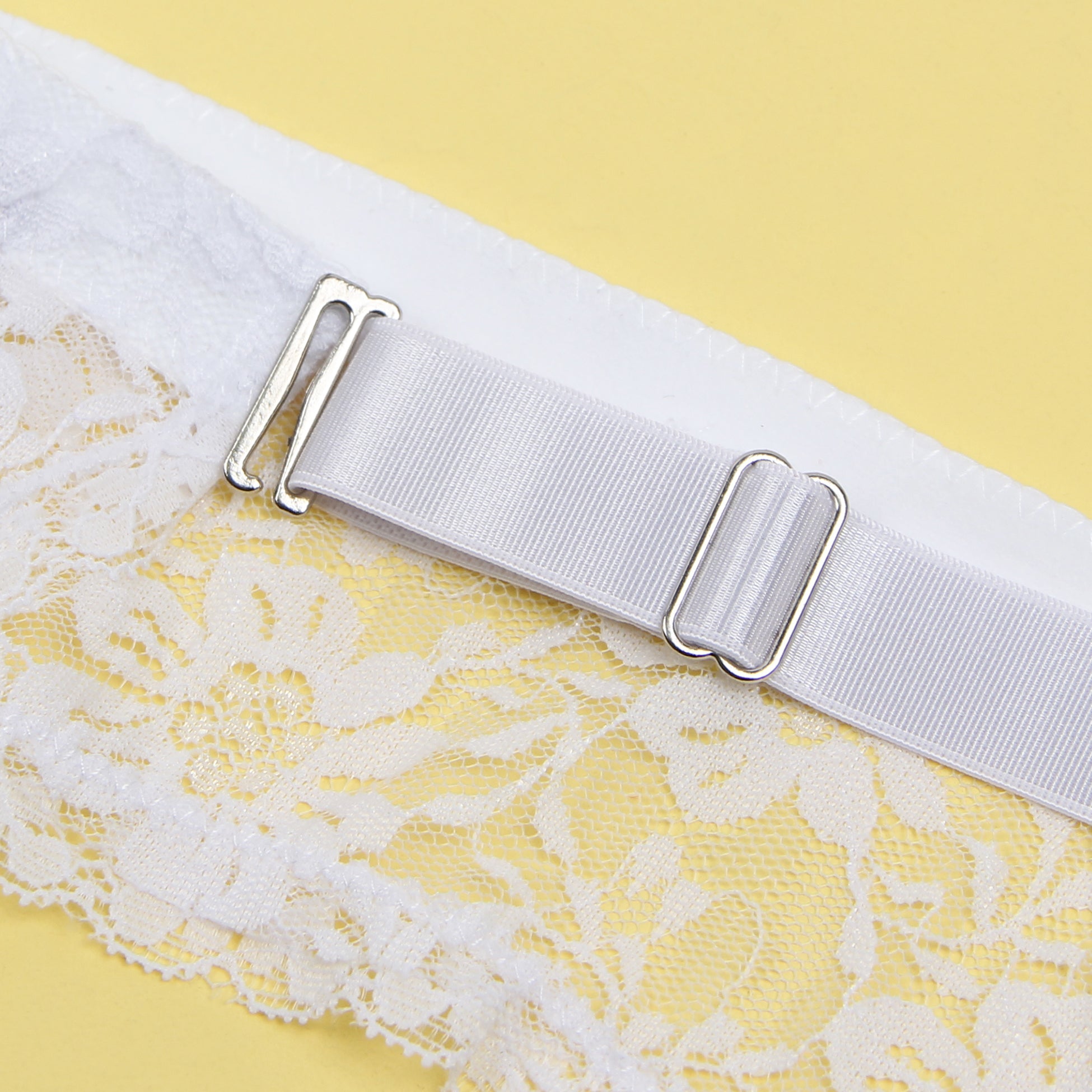White Sexy Lace Metal Clips Garter Panty