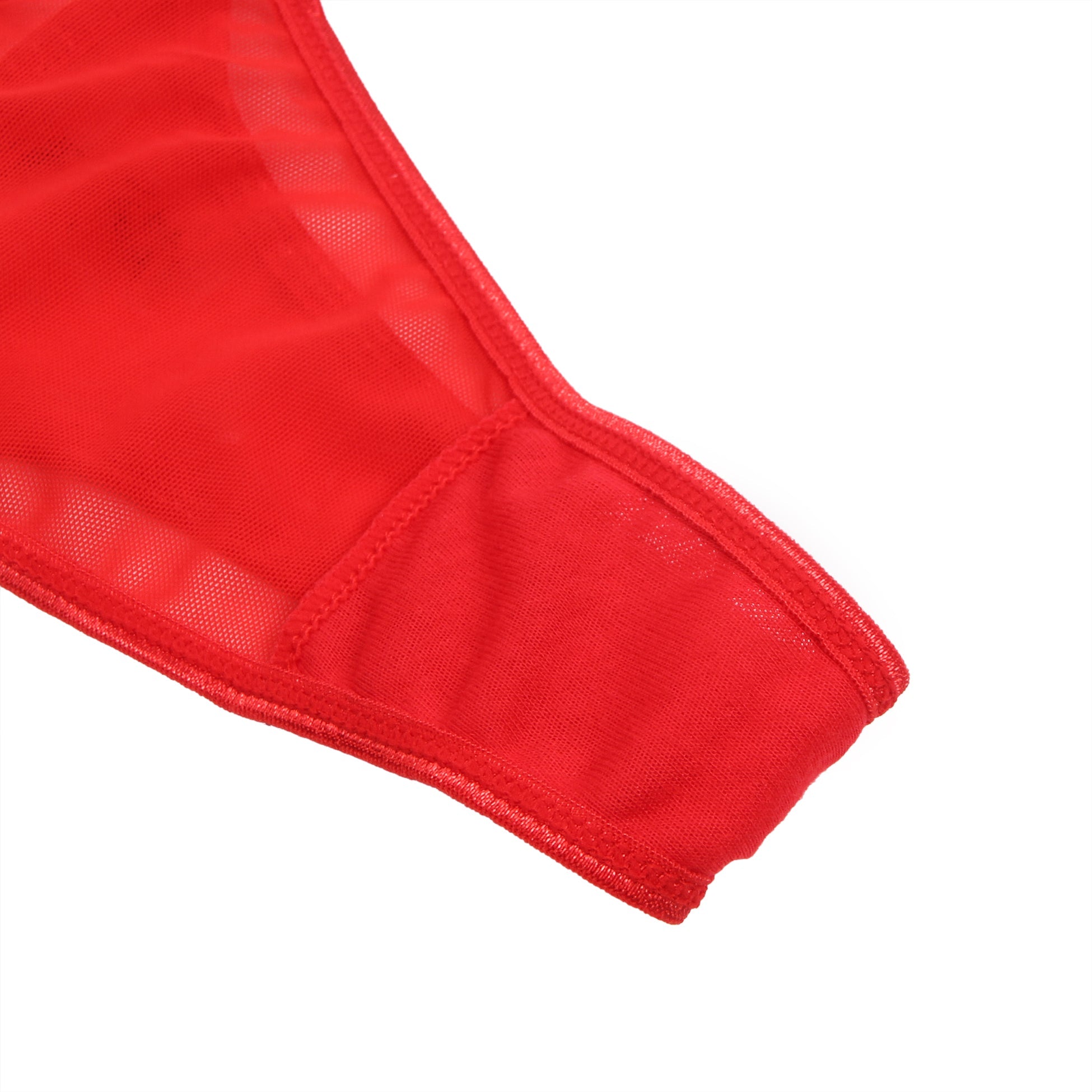 Roter, sexy Strumpfhalter aus Spitze mit Metallclips