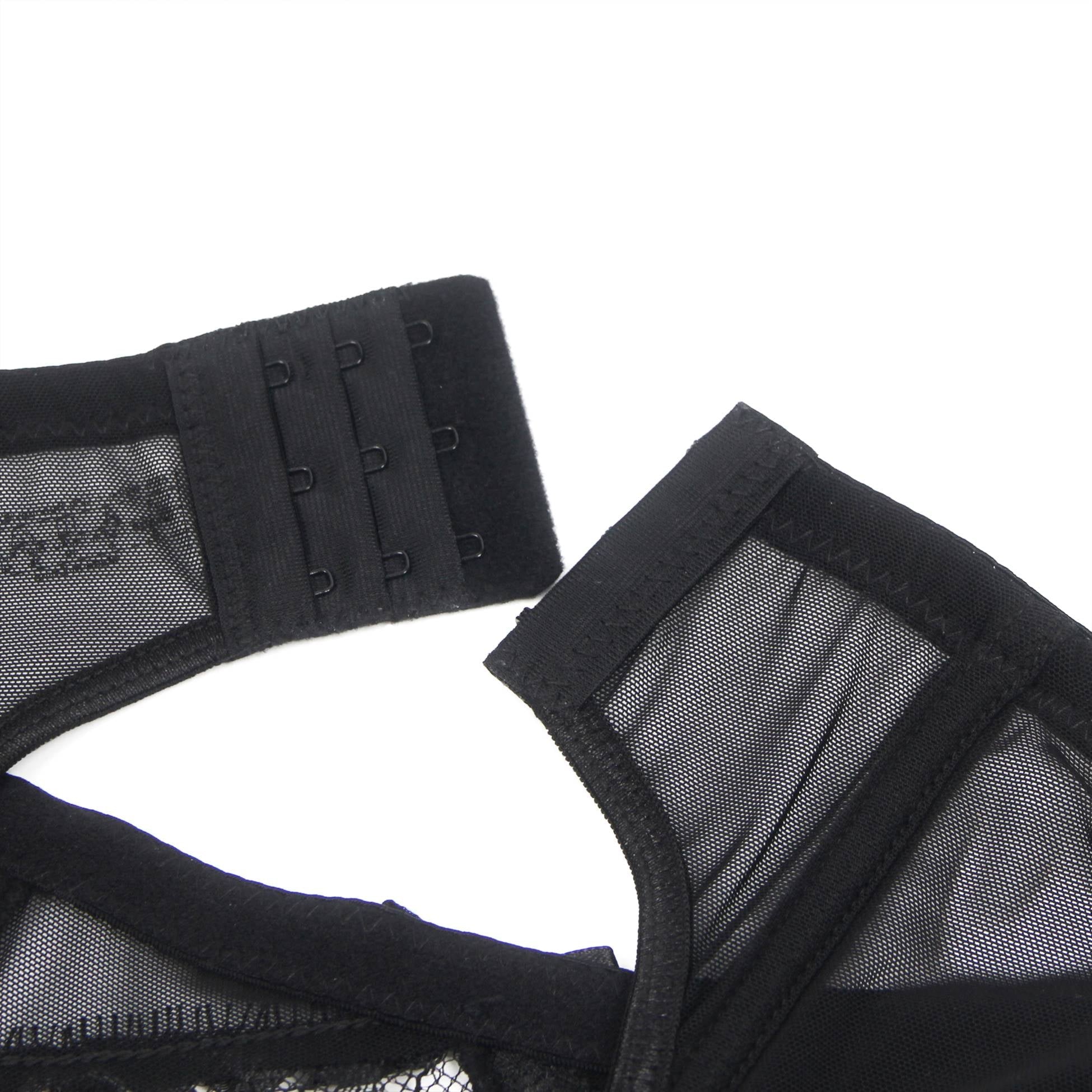 Culotte porte-jarretelles avec clips métalliques et dentelle noire sexy