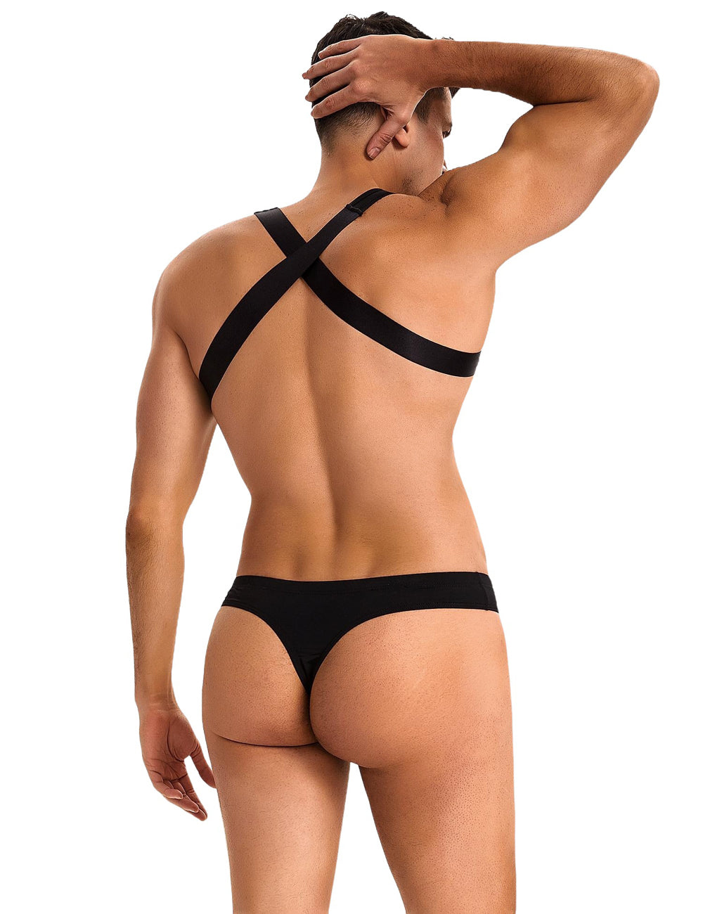 Black Ice Silk Harness Sexy Men Lingerie Set