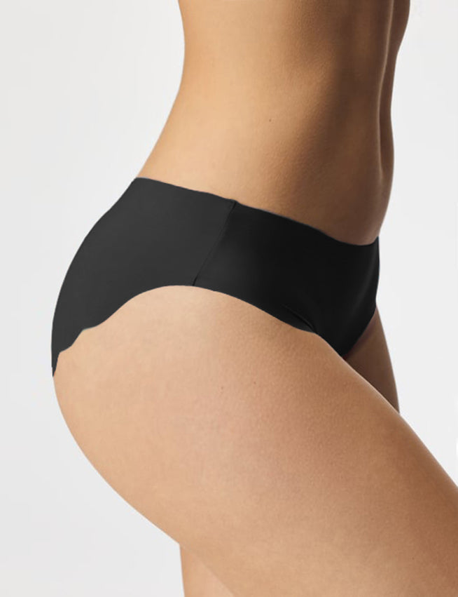 Black Sexy Ice Silk Wavy Edge Seamless Panty