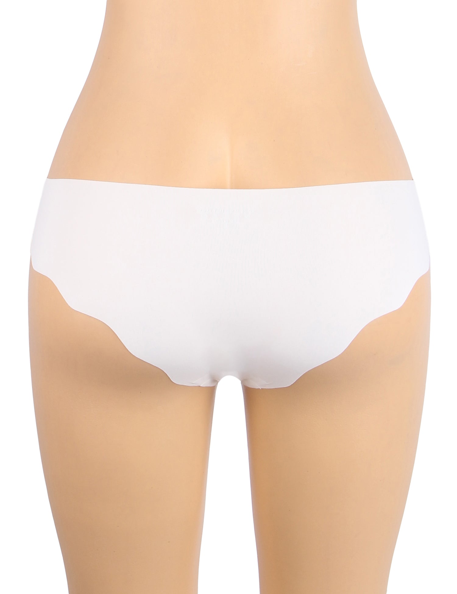 Culotte blanche sexy en soie glacée à bords ondulés et sans coutures