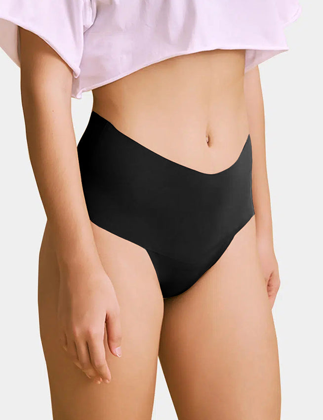 Black Sexy Ice Silk High Waist Seamless Panty