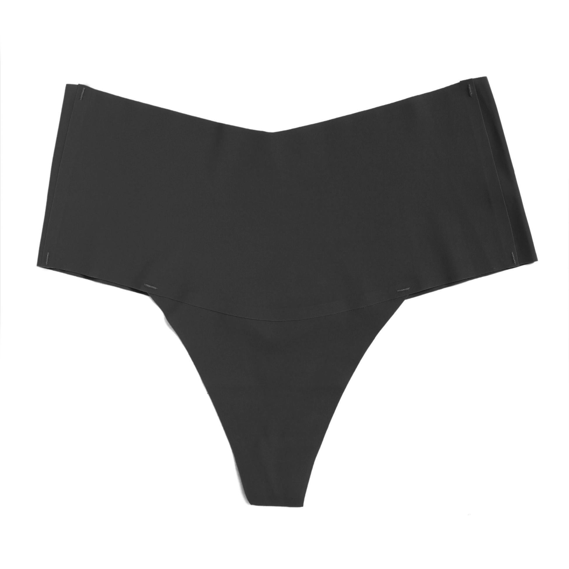 Culotte noire sexy en soie glacée taille haute sans coutures