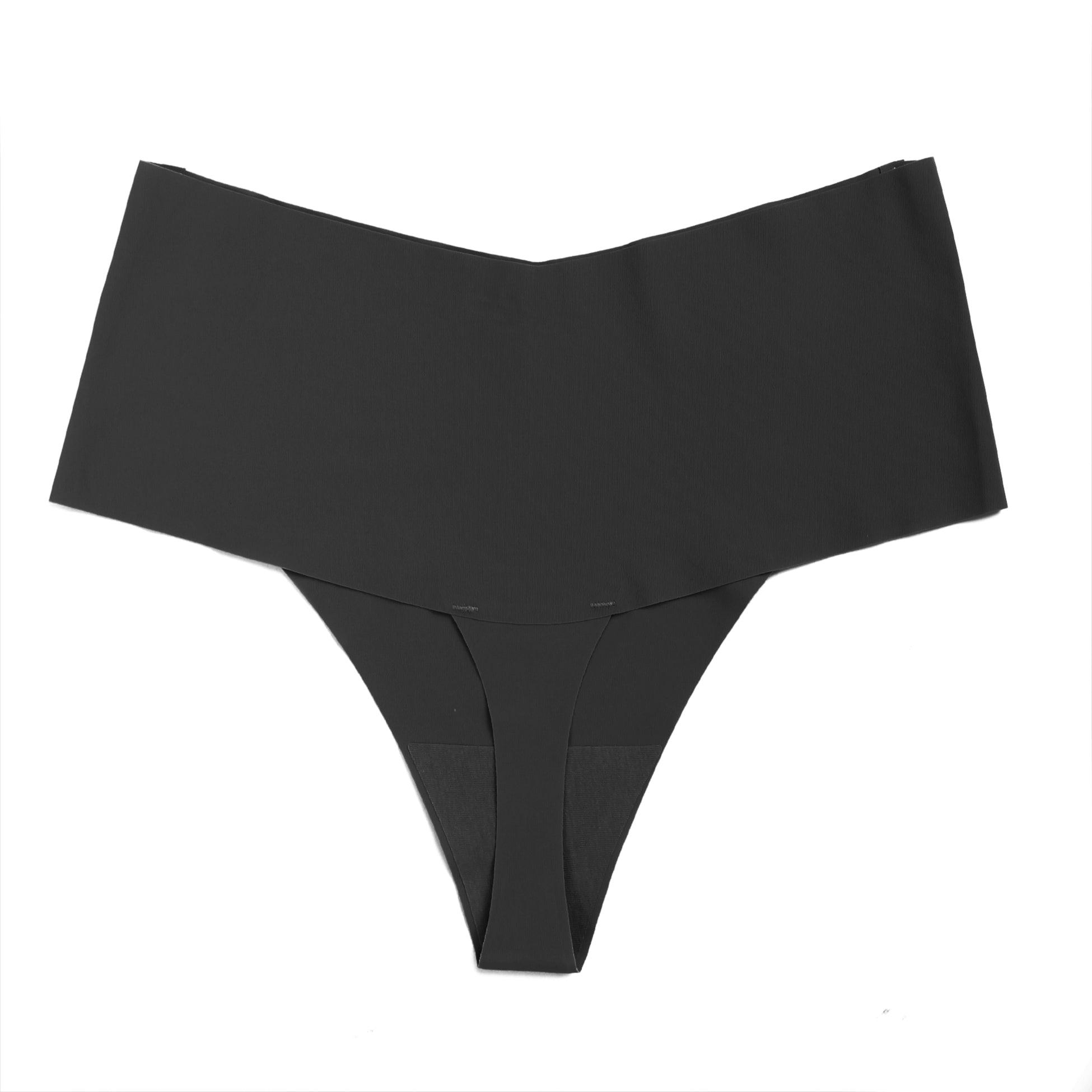 Culotte noire sexy en soie glacée taille haute sans coutures