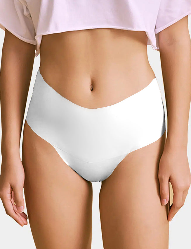 White Sexy Ice Silk High Waist Seamless Panty