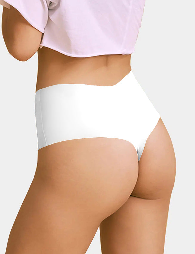 Culotte blanche sexy en soie glacée taille haute sans coutures