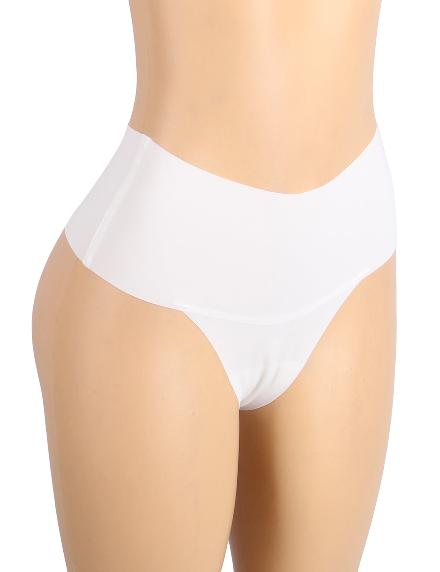 Culotte blanche sexy en soie glacée taille haute sans coutures